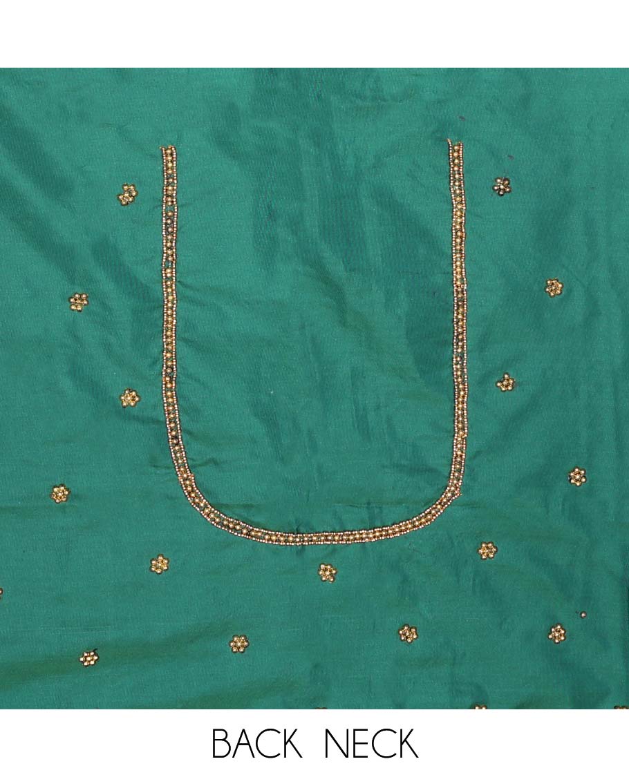 Green floral design aari embroidered material blouse