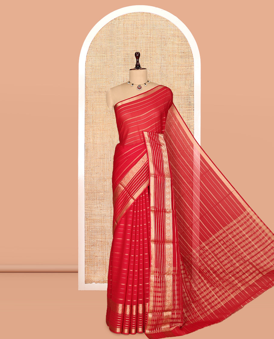 Red Semi Mysore Silk Saree
