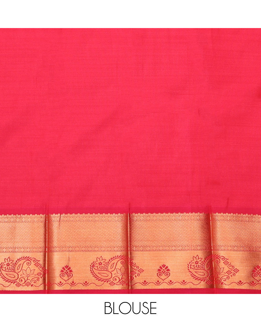 Grey Budget Silk Saree, Enthralled with Jacquard, Complemented by Contrast Traditional Zari Border, Intricate Pallu, and a Contrast Blouse