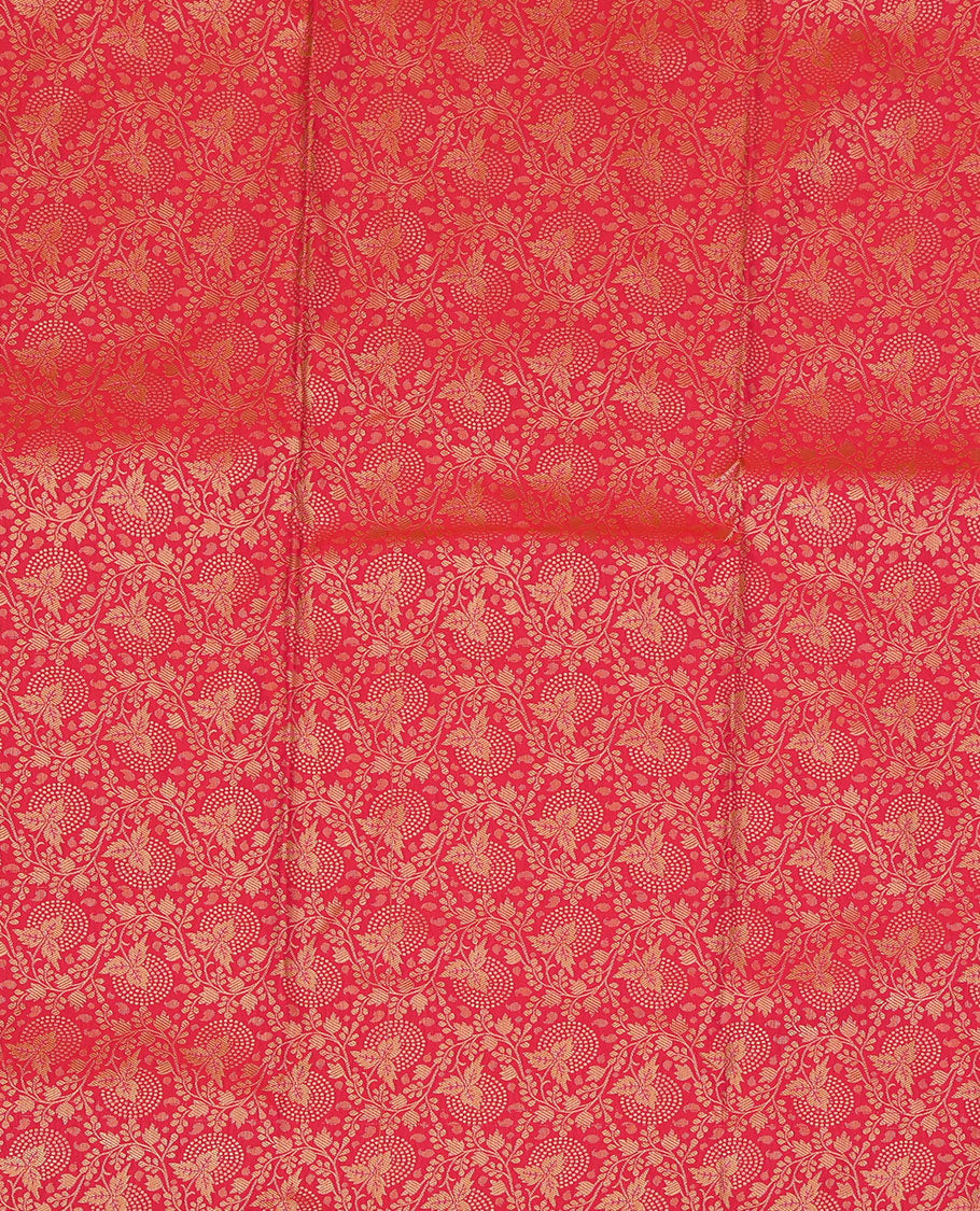 Pink Art Silk Pavadai Material, Ornamented with Jacquard Design, Contrast Mughal-Style Design Border, and Comes with a Contrast Blouse
