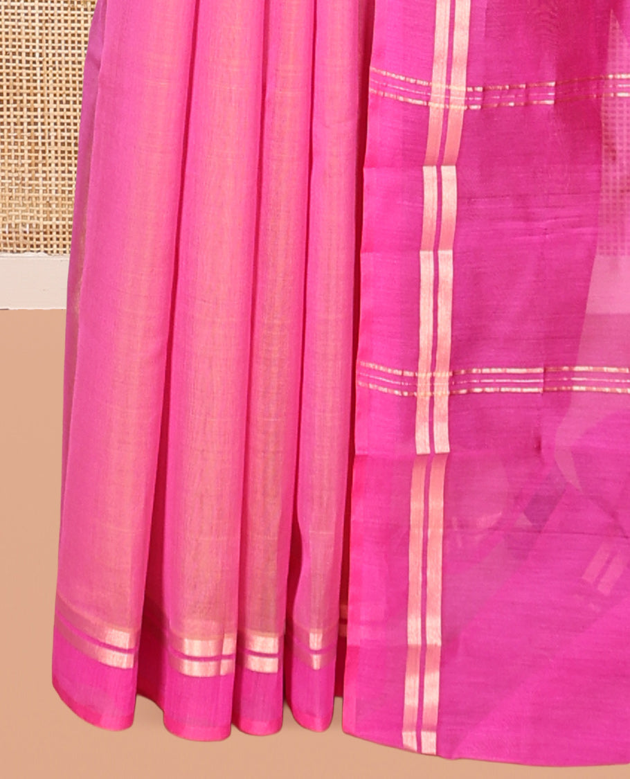 Pink Plain Silk Cotton Saree