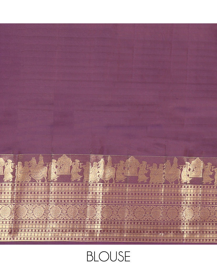 Green Vasundhara Lite Silk Mix Saree, Prettified with Zari Buttas on Its Body, Complemented by a Contrast Wedding-Themed Motifs Woven Border of Geometric Designs, Opulently Embellished Pallu, and Paired with a Contrast Blouse