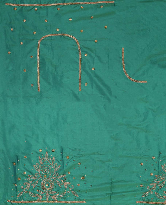Green floral design aari embroidered material blouse