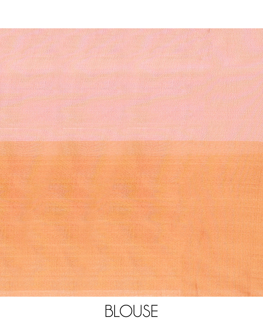 Borderless Orange Plain Tissue Saree, a Self-Pallu with Tassels, and a Matching Blouse