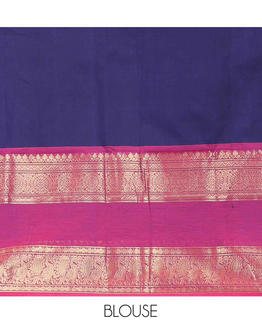 Navy Blue Semi-Katan Silk Saree