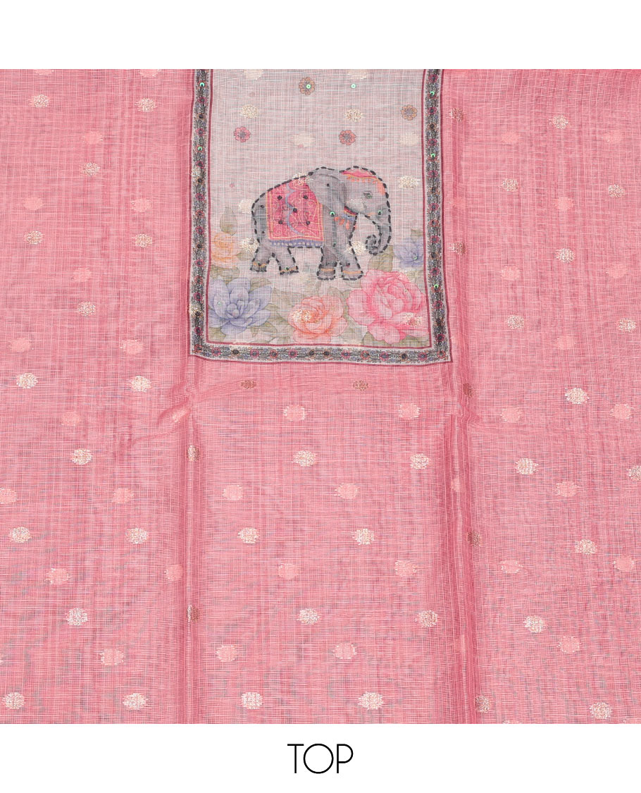 Pink Kota Cotton Material Chudidar Set