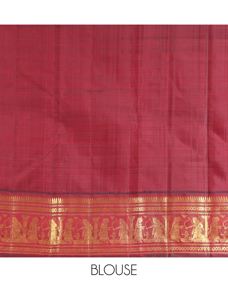 Sandal Plain Kanchipuram Silk Saree
