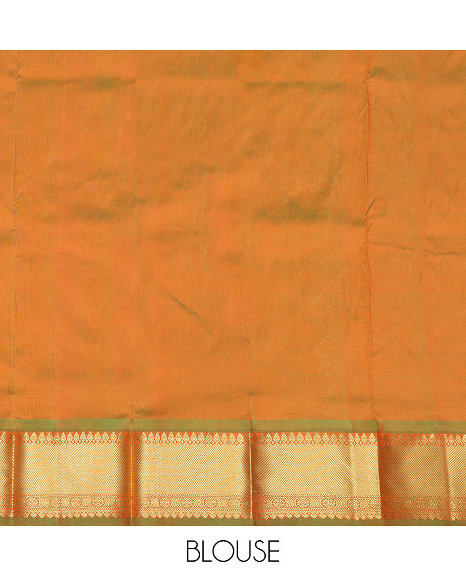 Orange Pure Silk Navarathna Pavadai Material Set