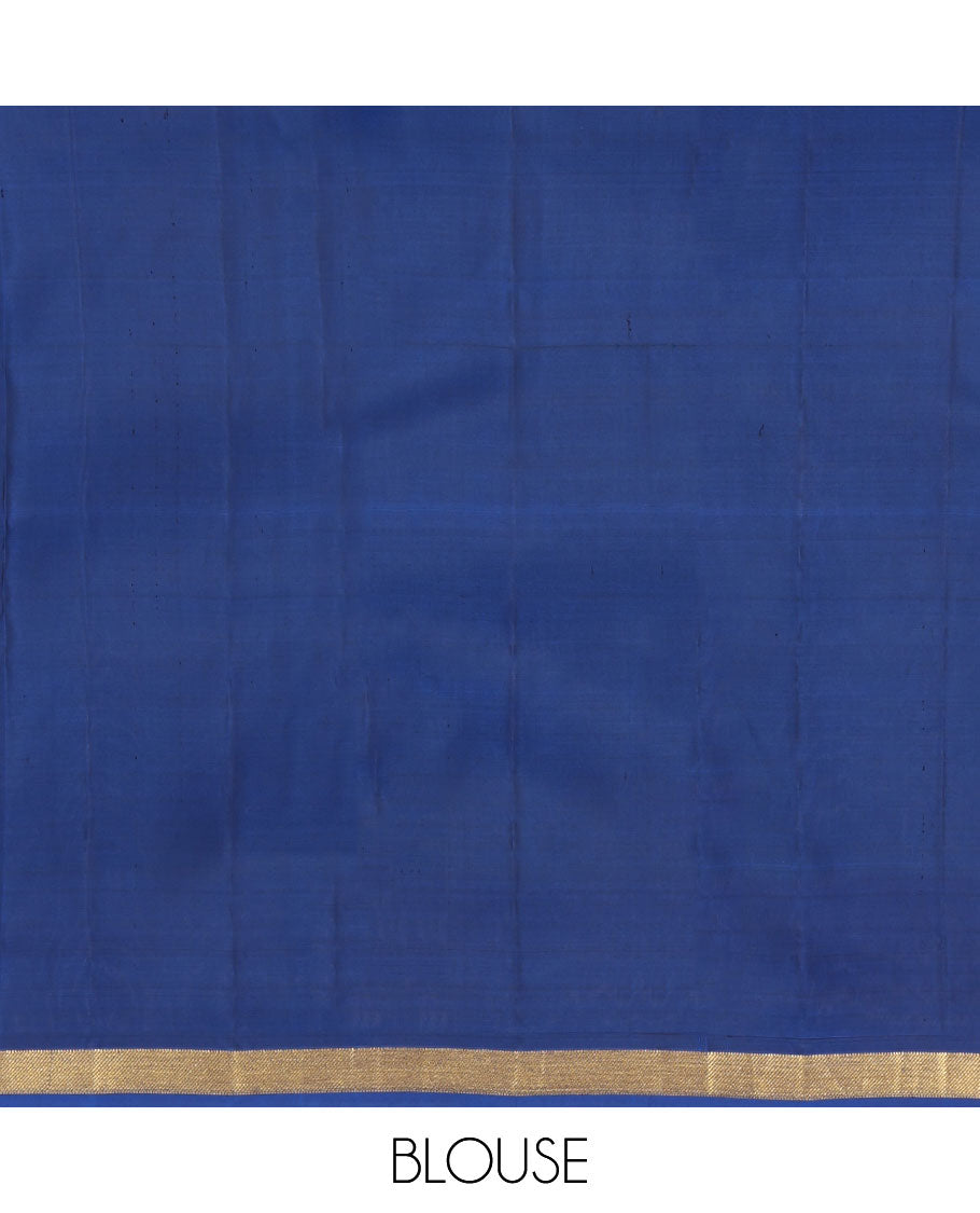 Wine Kanchipuram Silk Saree, Elevated with Zari Buttas, Complemented by a Contrast Zari Border, Pallu of Zari Design, and a Contrast Blouse