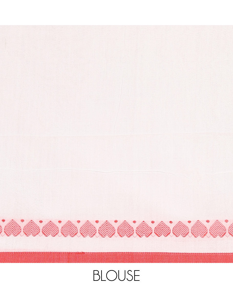 White plain khadi cotton saree with contrast border and plain pallu with tussels