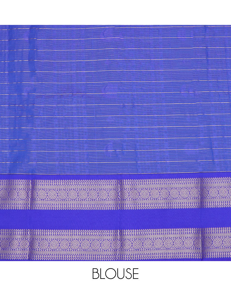Red art silk pavadai material set, zari design pavadai with contrast blouse & traditional zari rettai pettu border