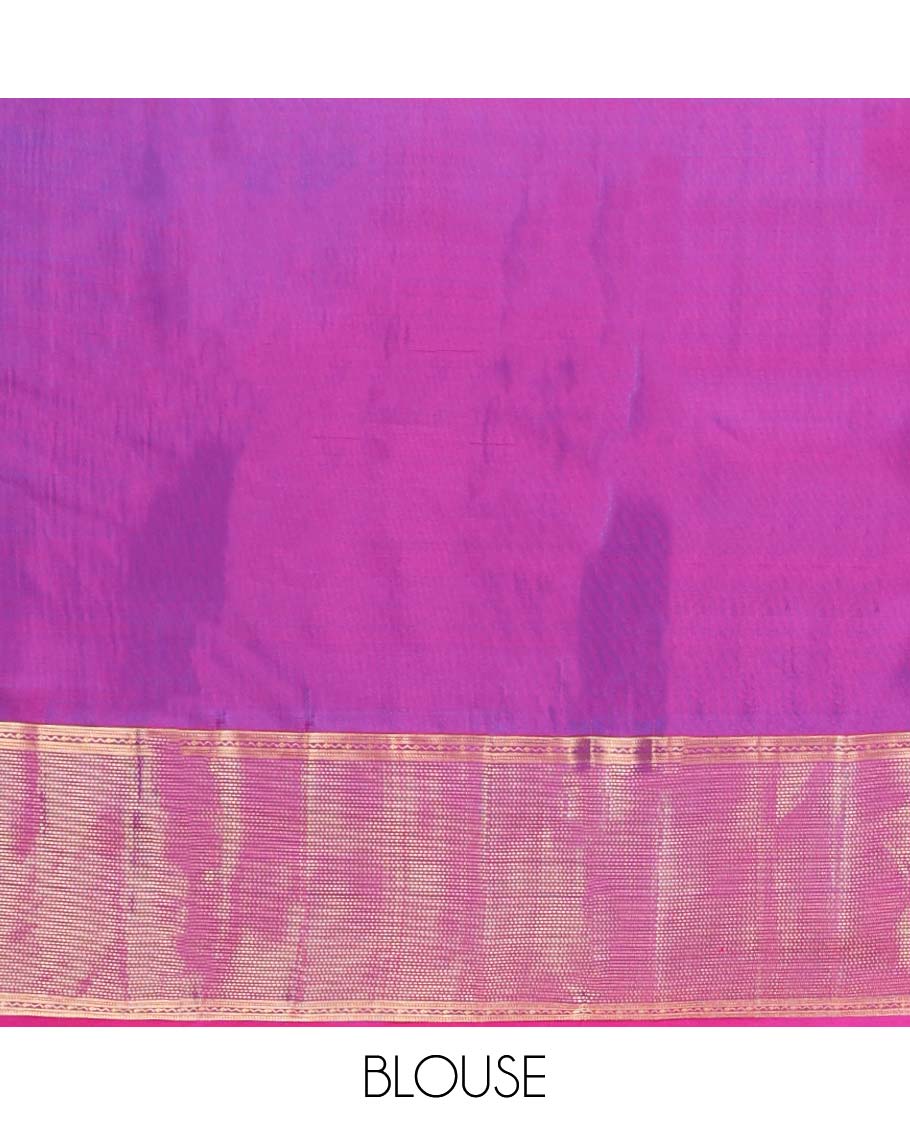 Blue striped vasundhara elite silk saree with contrast intricate zari design border & checked zari design pallu