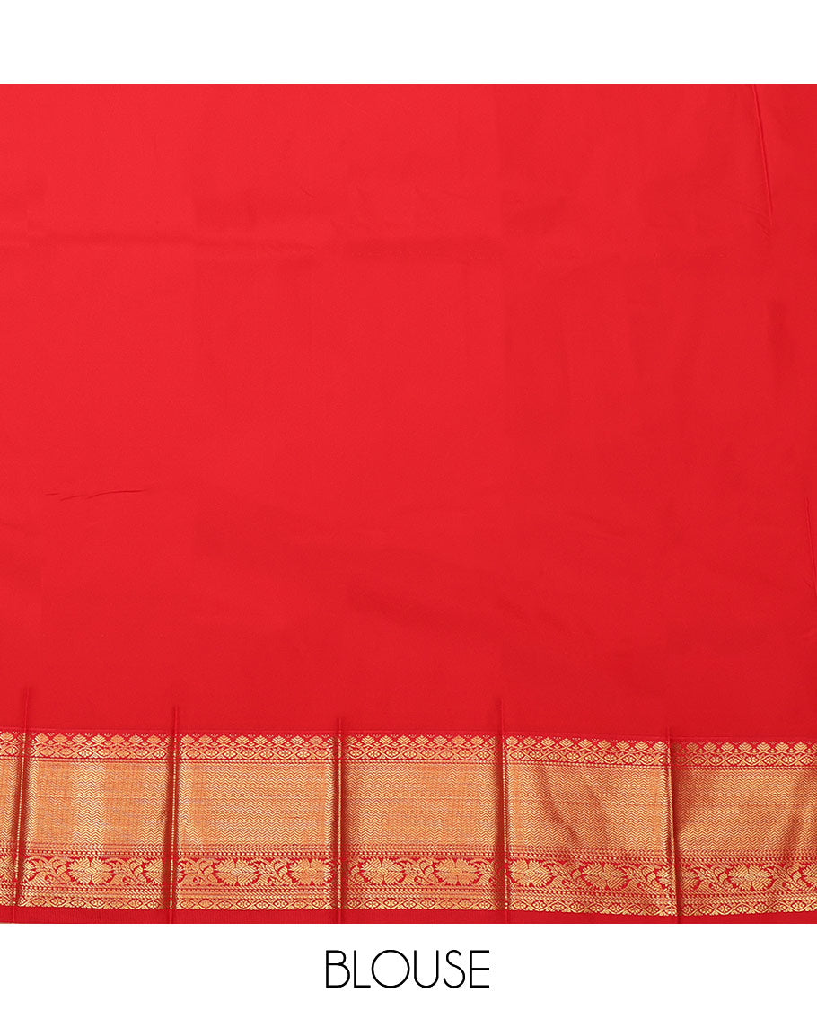 Yellow Budget Silk Saree, Sparsely Woven with Zari Buttas, Complemented by a Contrast Traditional Border, Grand Pallu, and Contrast Blouse