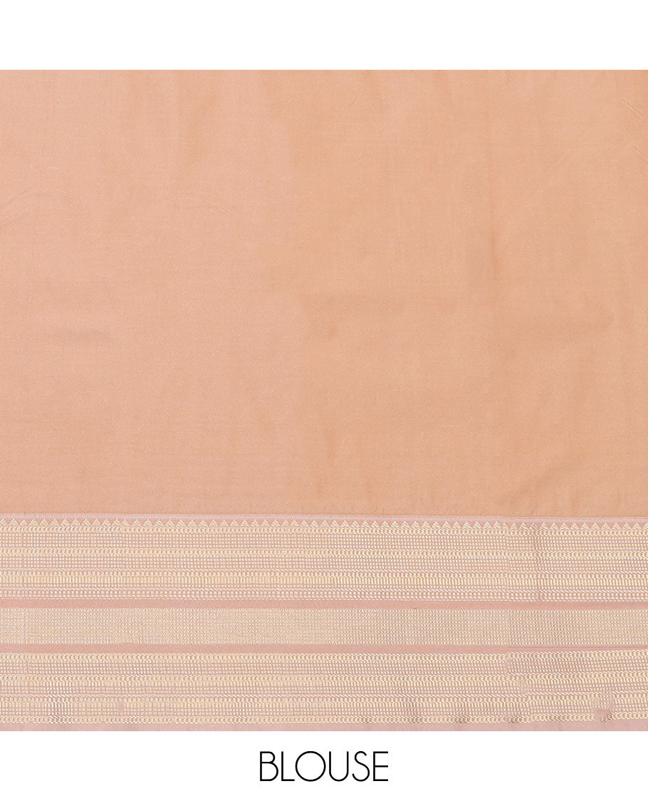 Green Budget Silk Saree, Bedecked with Zari Buttas and Stripes on Its Body, Complemented by a Contrast Traditional Zari Design Border, Jaal-Patterned Pallu, and Paired with a Contrast Blouse
