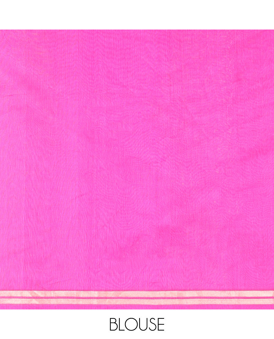 Pink Plain Silk Cotton Saree