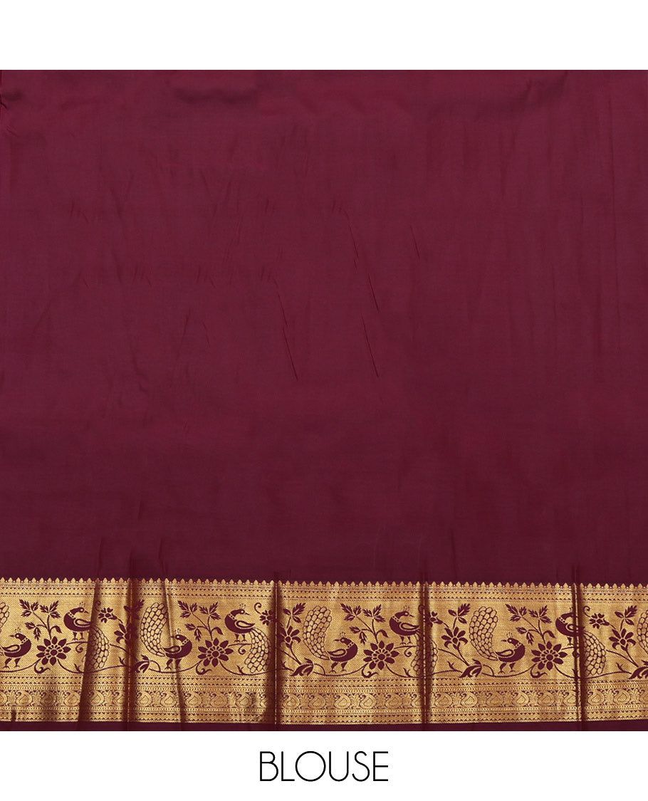 Turquoise Budget Silk Saree, Gracefully Embellished with Zari Butta Enclosed Checks, a Contrast Traditional Zari Border, Intricate Pallu, and a Contrast Blouse