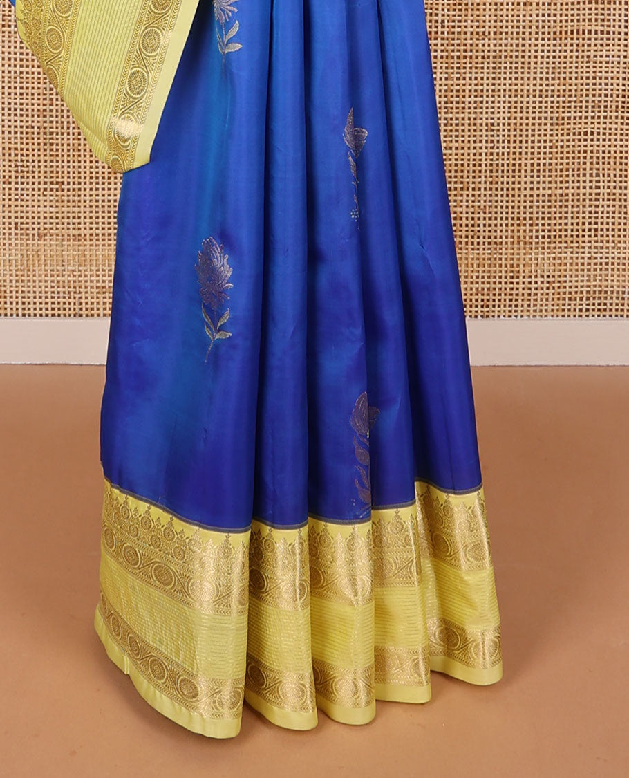 Blue flower buttas vasundhara elite silk saree with contrast intricate zari design border & floral design pallu