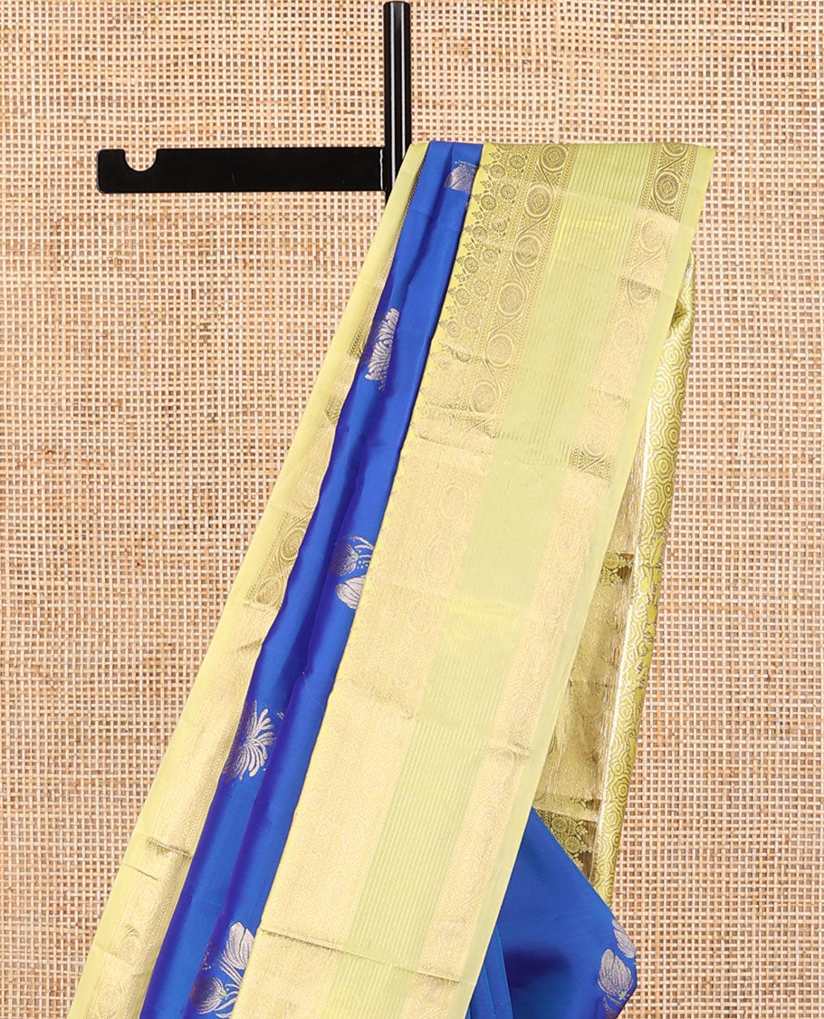 Blue flower buttas vasundhara elite silk saree with contrast intricate zari design border & floral design pallu