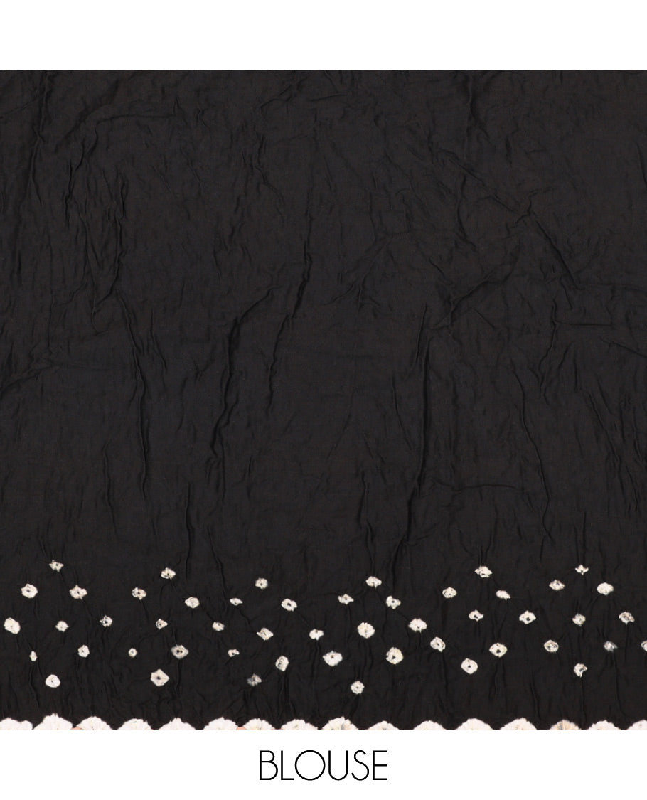 Borderless Black Bandhani Dola Silk Saree