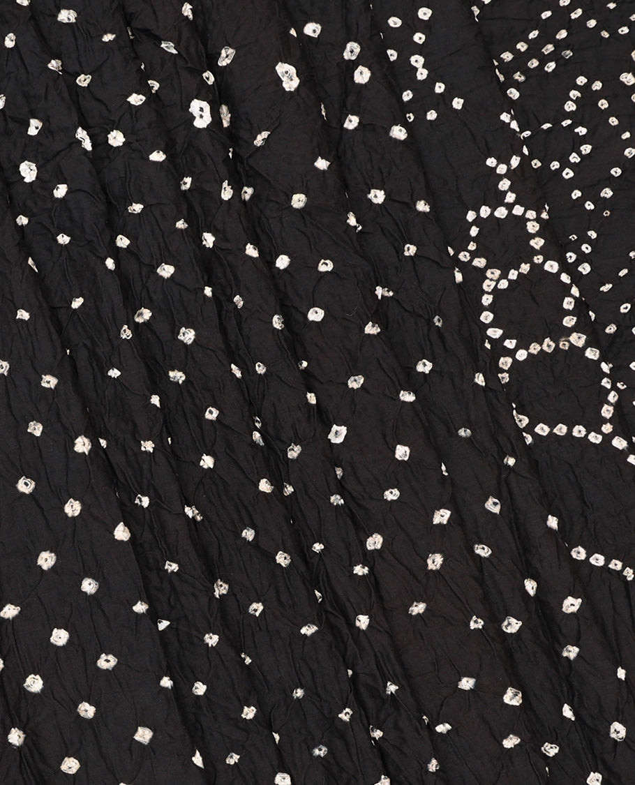 Borderless Black Bandhani Dola Silk Saree