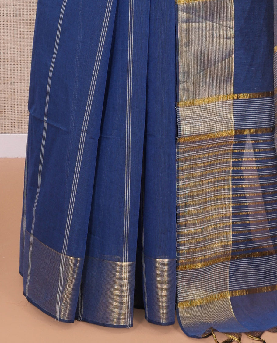 Blue Jute Cotton Saree