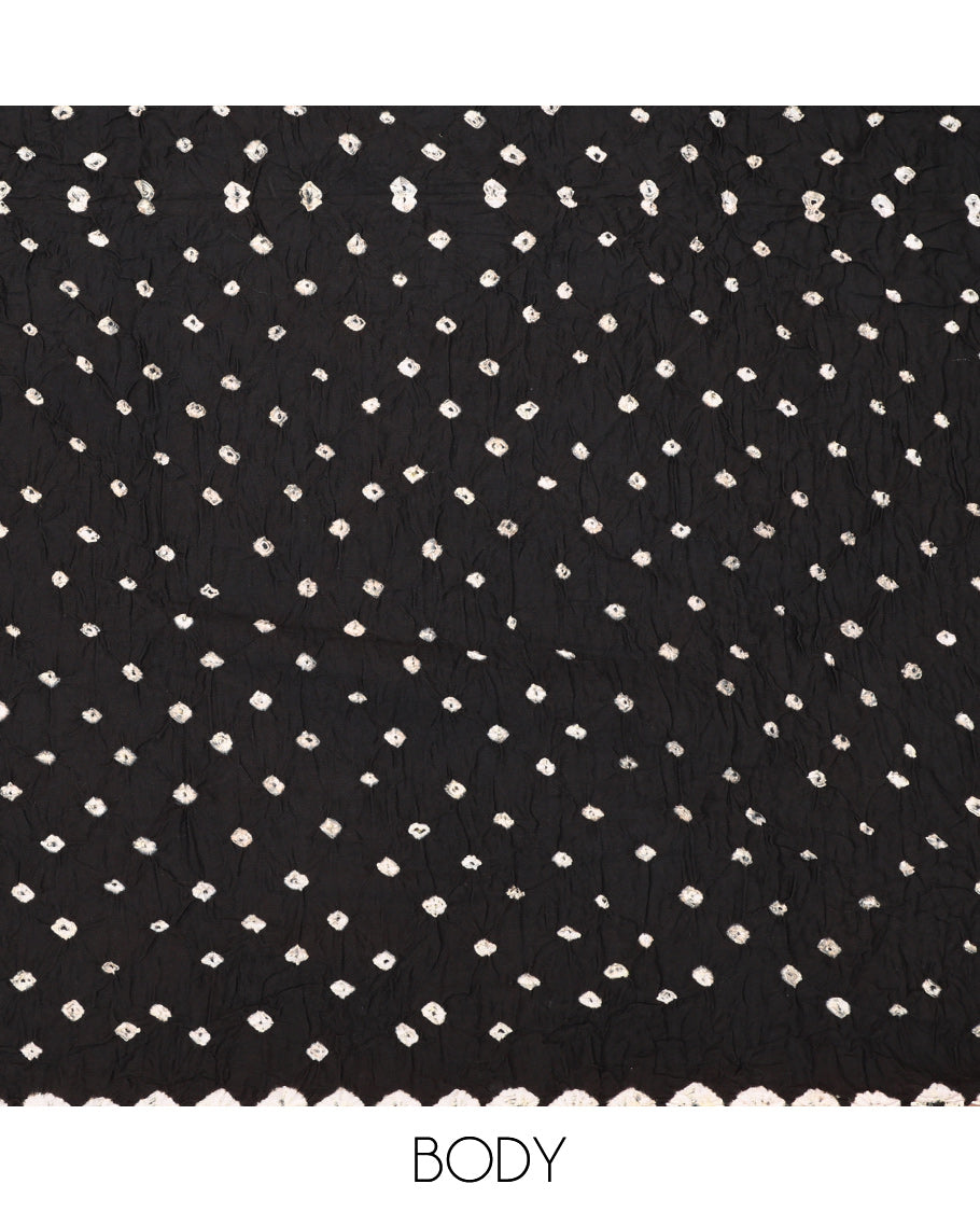 Borderless Black Bandhani Dola Silk Saree