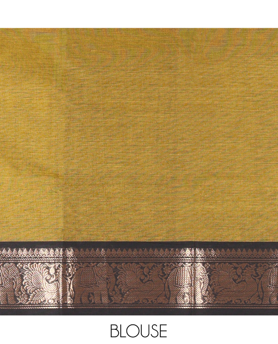 Mustard Plain Chettinad Cotton Saree