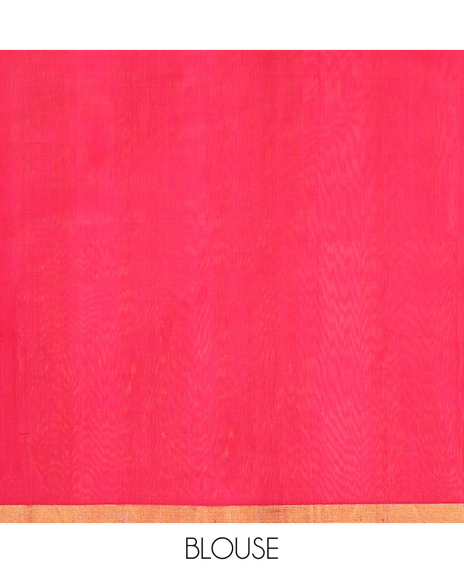 Green with white striped silk cotton saree with contrast zari border & jaal design pallu