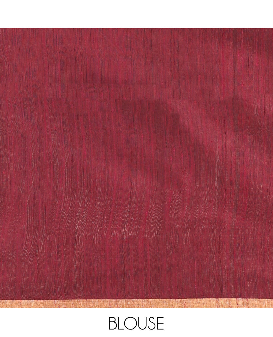 Brown Dupion Silk Saree, Steeped with Stripes, a Self-Temple Zari Border, Gleaming Zari Temple Pallu, and a Matching Blouse