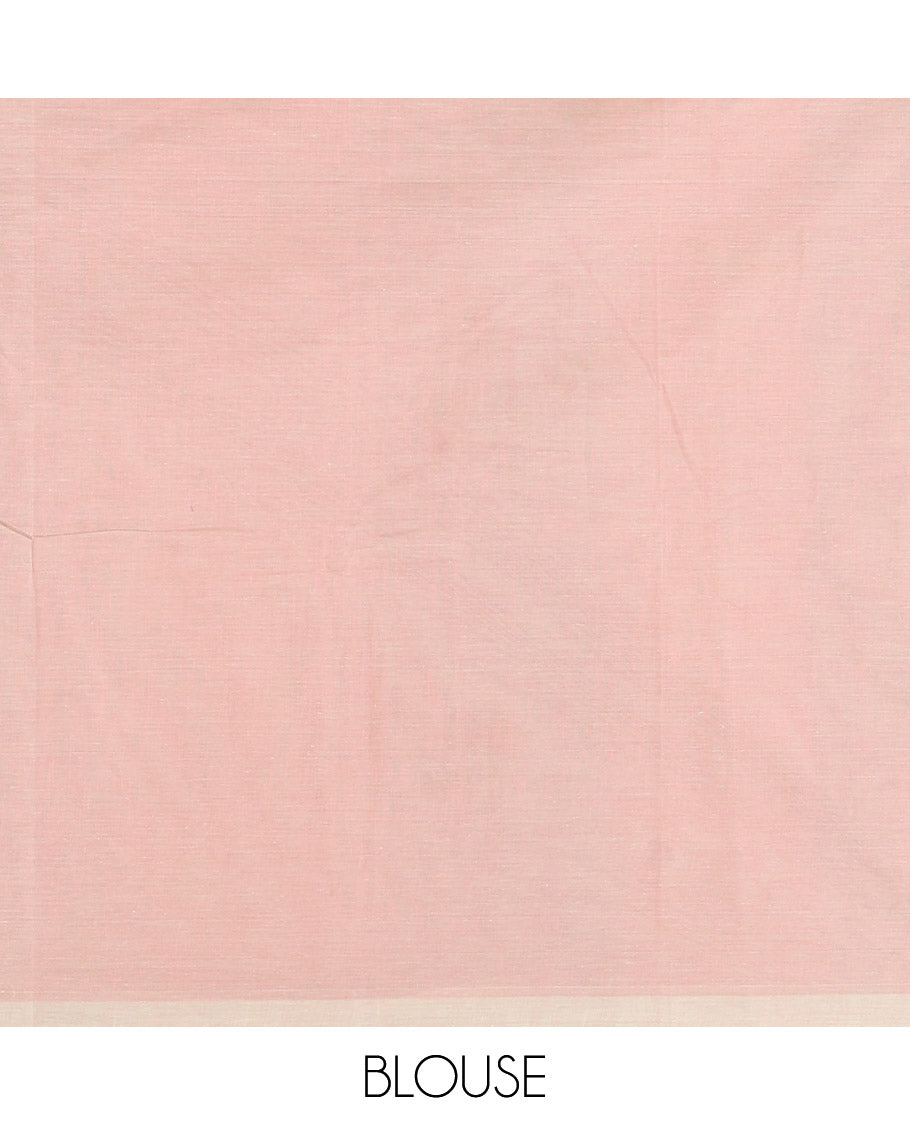Borderless Rama Negamam Cotton Saree, Subtly Sparkled with Stripes All Over Its Body, a Self-Pallu, and Paired with a Matching Blouse
