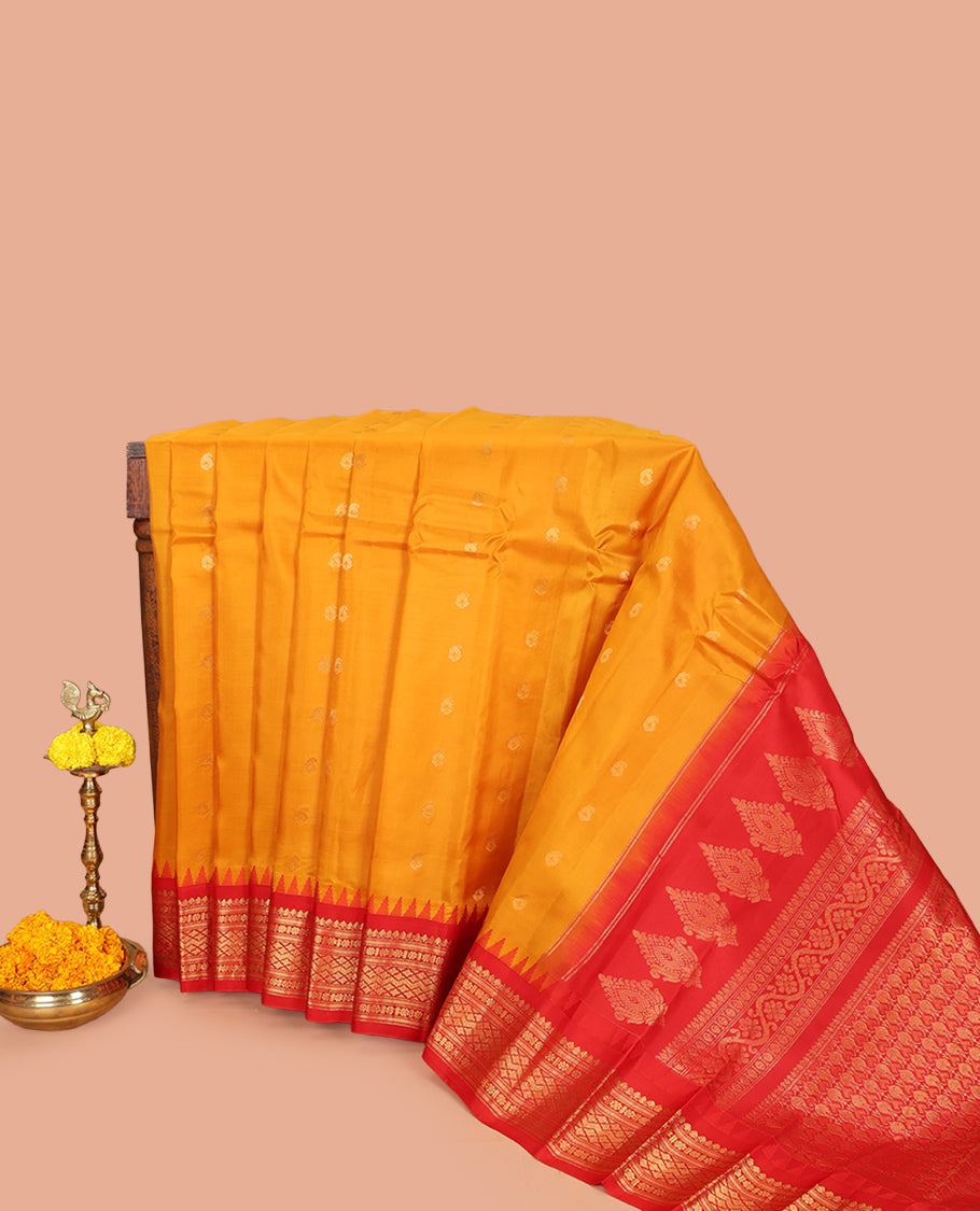 Orange Gadwal Silk Saree