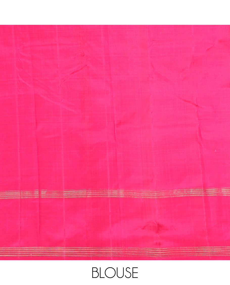 Multi-color checked kancheepuram silk saree with self floral zari design & intricate zari design pallu