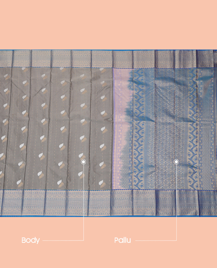 Grey Butta Budget Silk Saree