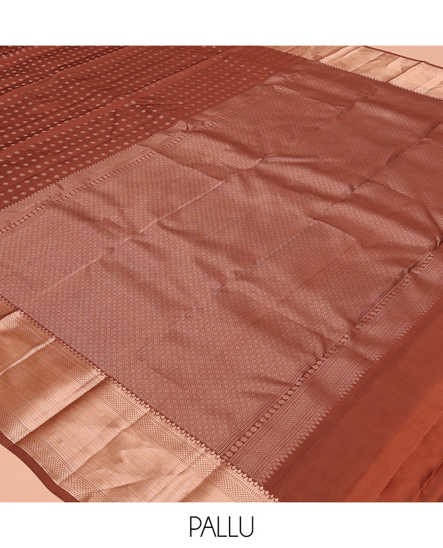 Brown Vasundhara Lite Silk Mix Saree, Bedecked with Zari Buttas, a Traditional Zari Border, Grand Jaal Pallu, and a Matching Blouse