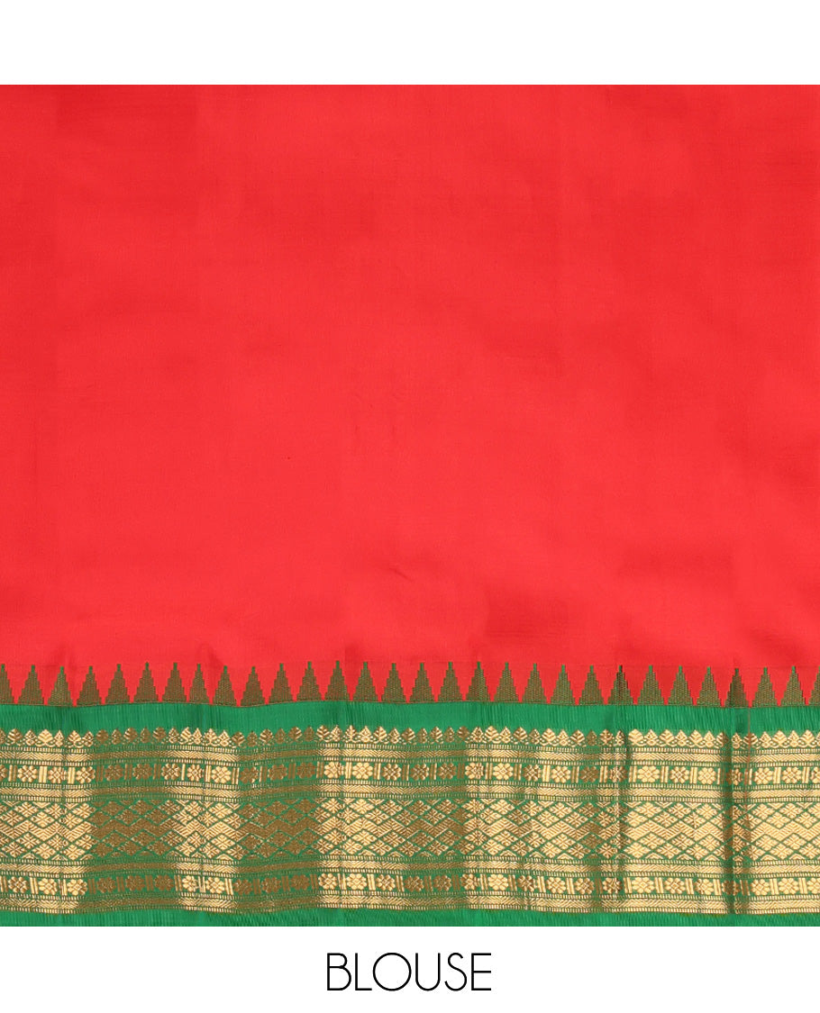 Orange Gadwal Silk Saree