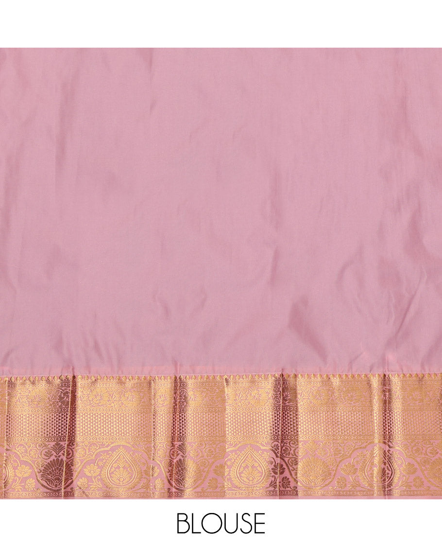 Blue Budget Silk Saree, Embellished with Zari Buttas, Contrast Traditional Zari Border, Grand Pallu, and a Contrast Blouse