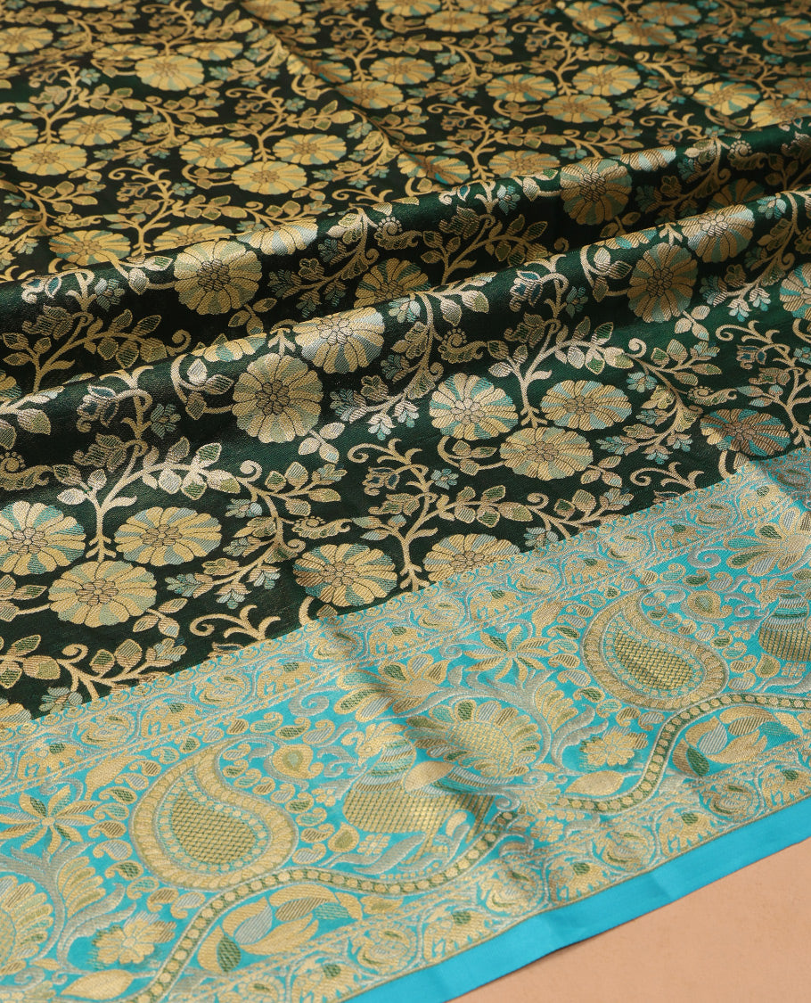 Green Pure Silk Pavadai Material Set