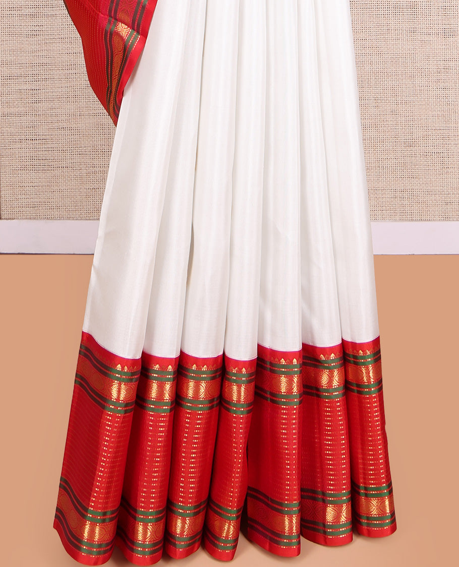 White Kanchipuram Silk Saree