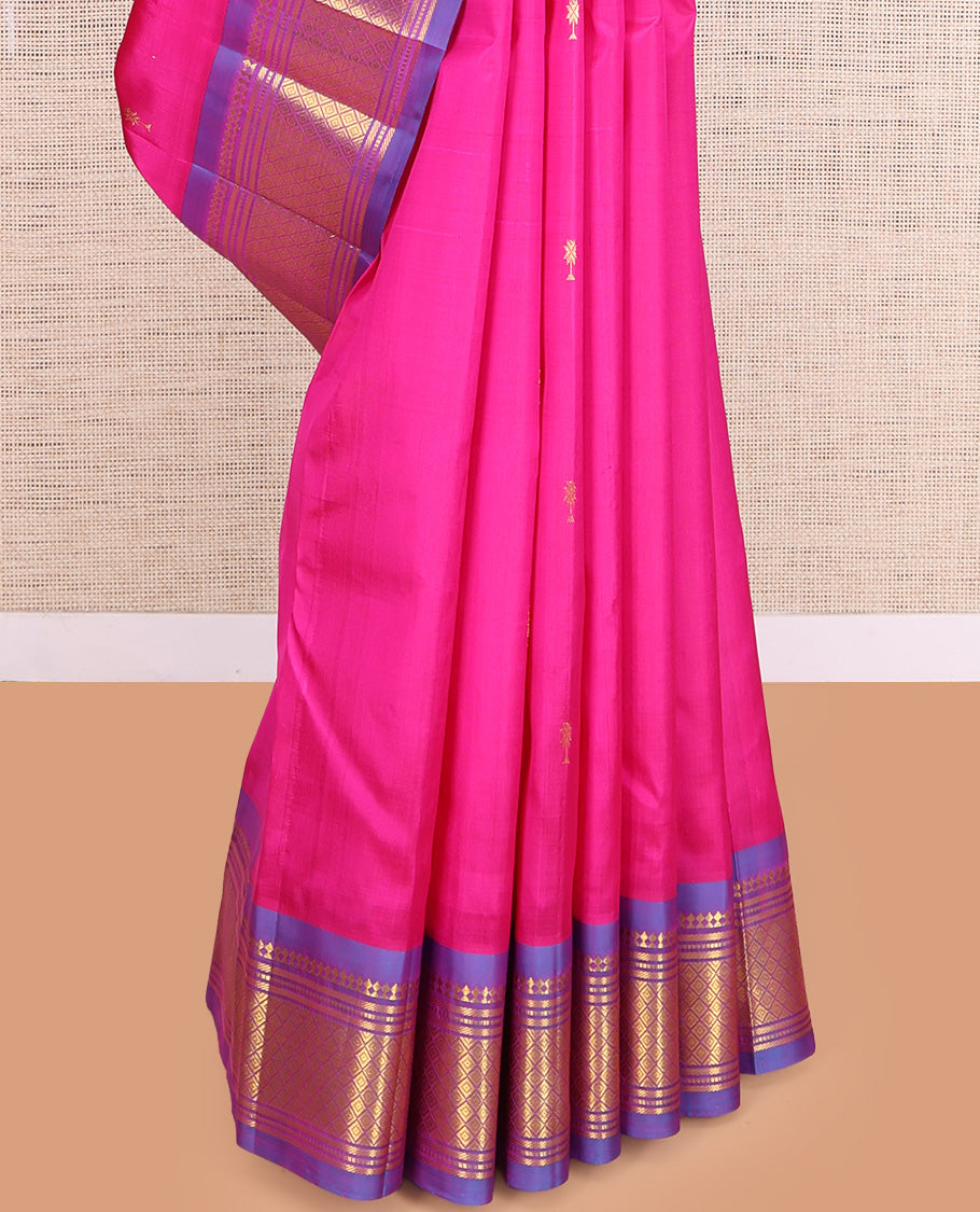 Pink Woven Zari Butta Kanchipuram Silk Saree