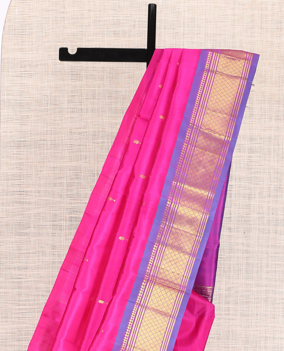 Pink Woven Zari Butta Kanchipuram Silk Saree