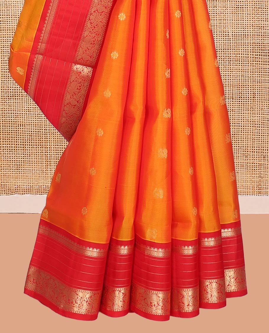 Orange Mayuri Lite Silk Mix Saree