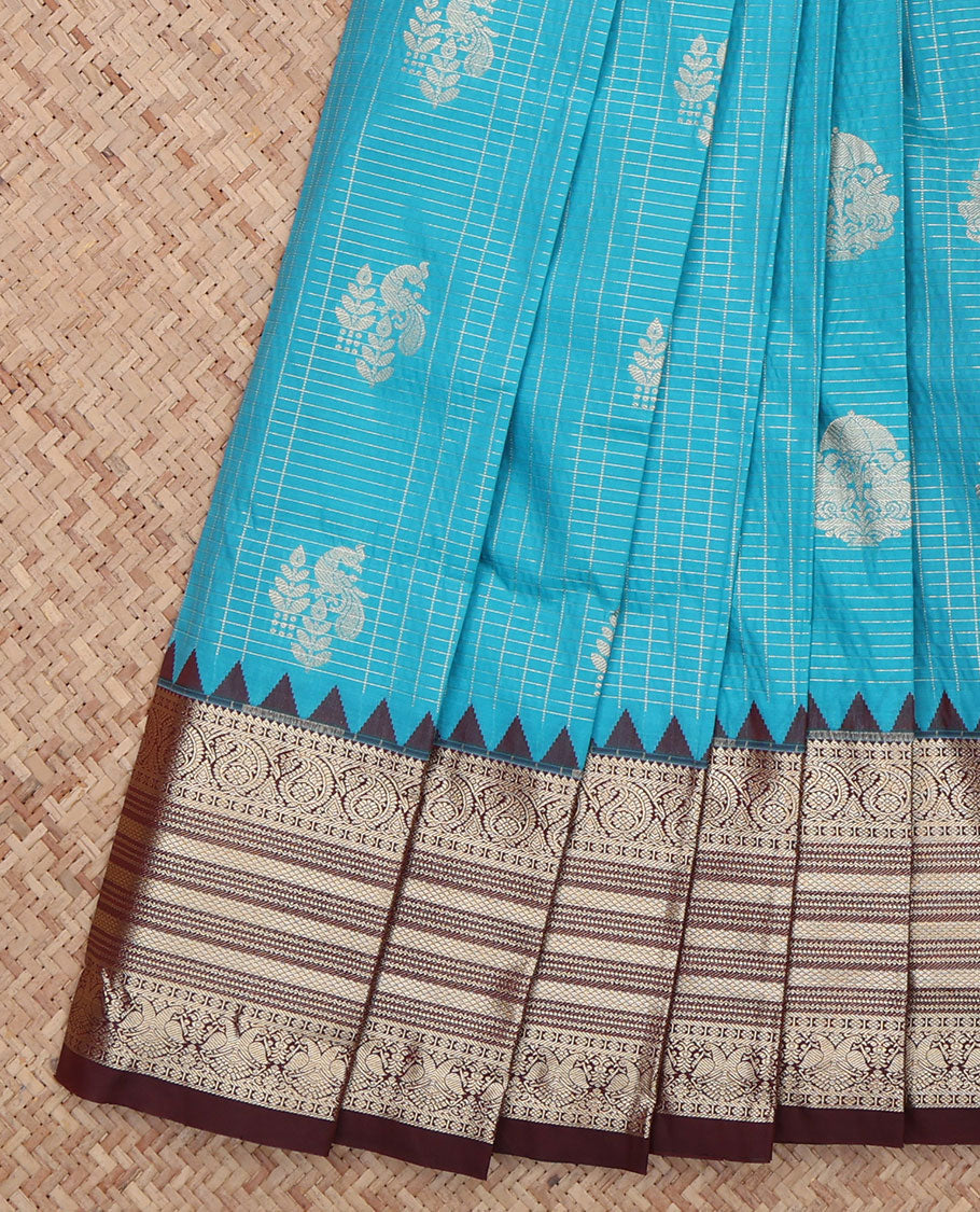 Blue Zari Butta Budget Silk Saree