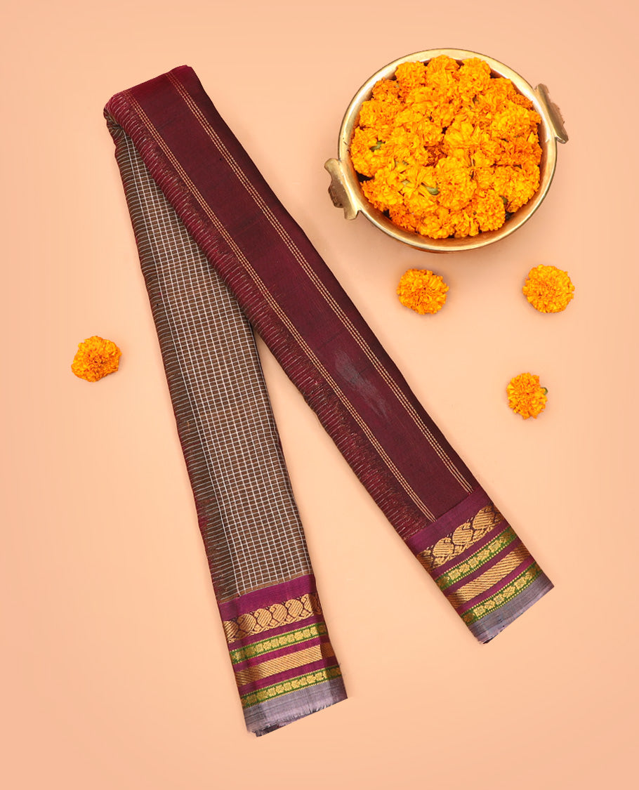 Brown Gadwal Cotton Saree