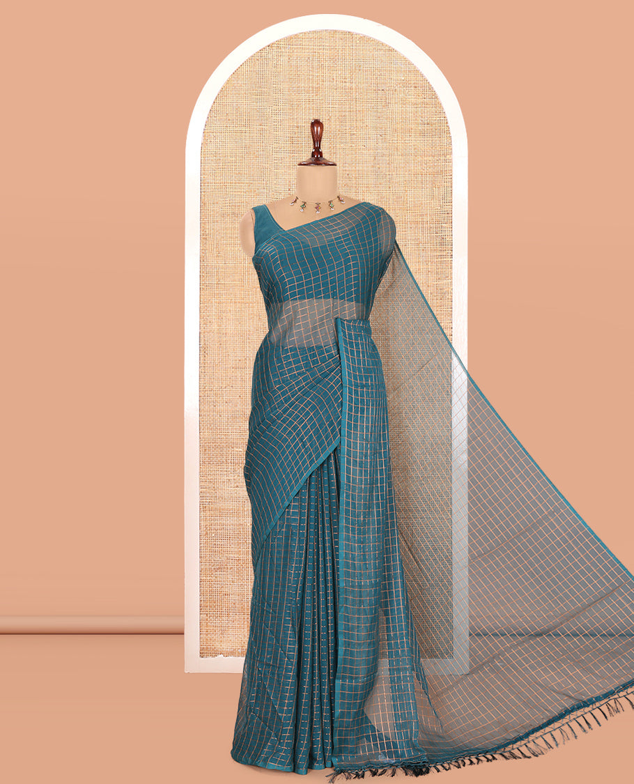 Borderless Rama Chiffon Saree