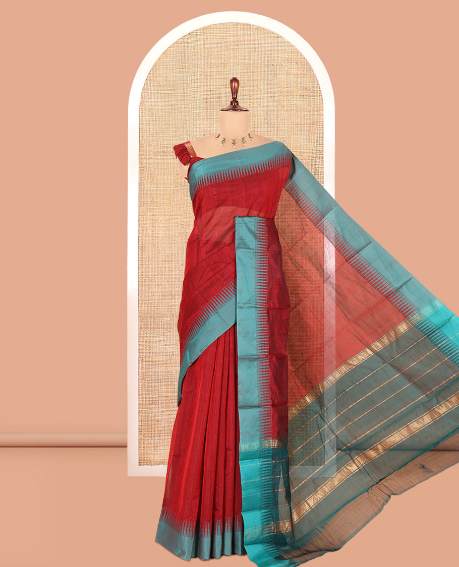 Maroon Semi-Silk Cotton Saree