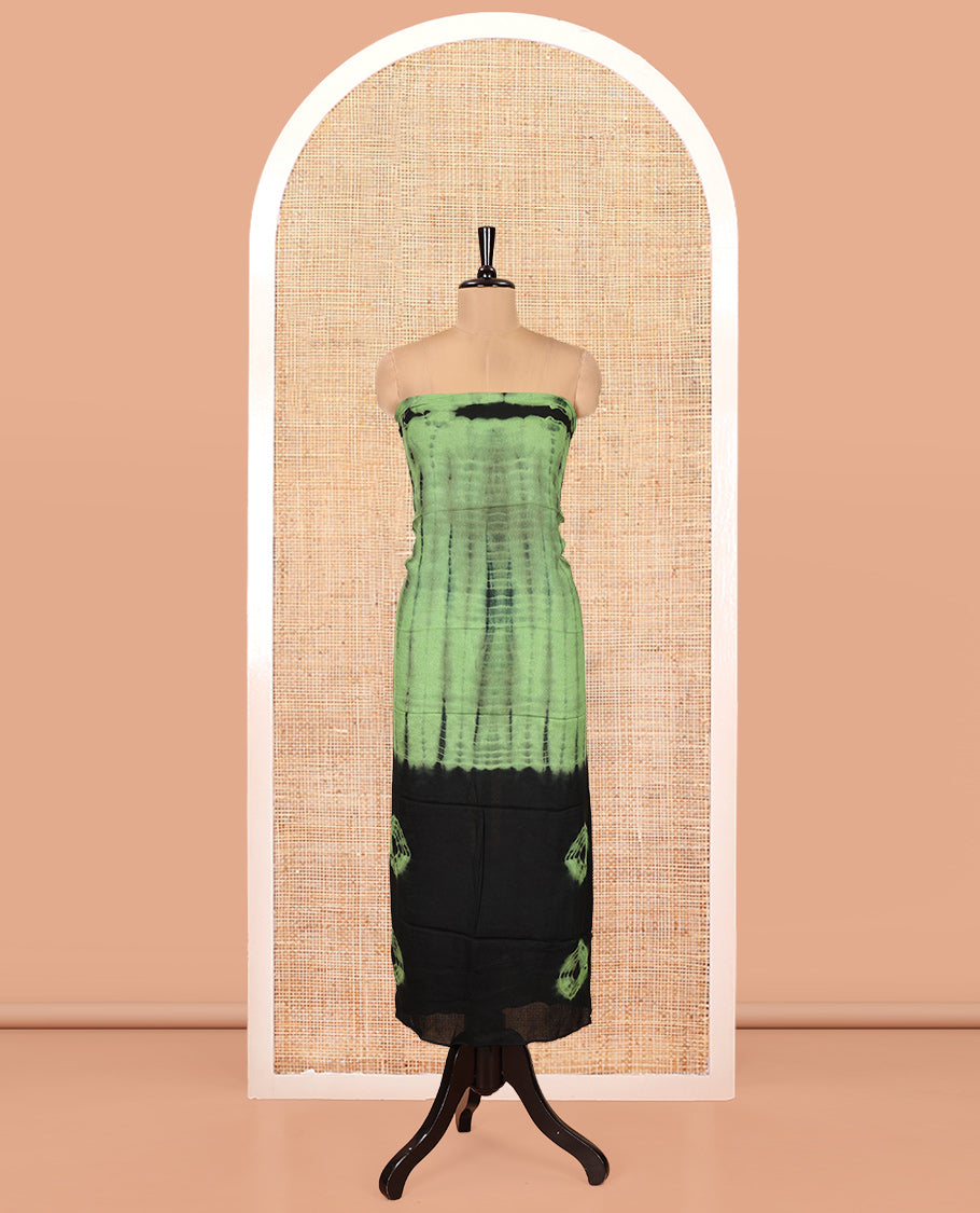 Black and Green Material Chudidar Set , Elevated with Shibori Printed Viscose Georgette Top, a Contrast Plain Bottom, Paired with Shibori Printed Dupatta