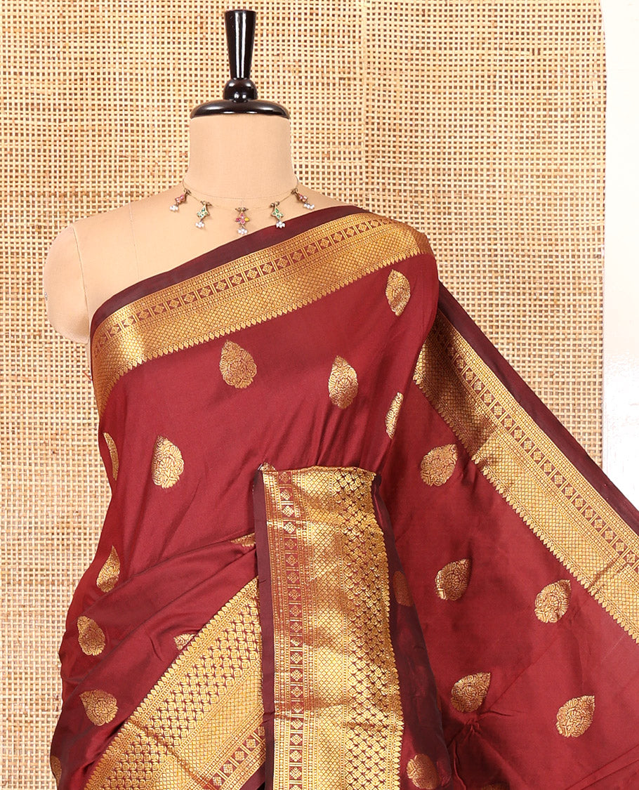 Maroon Art Silk Saree, Enriched with Zari Buttas, Traditional Border, Intricate Pallu, and a Matching Blouse