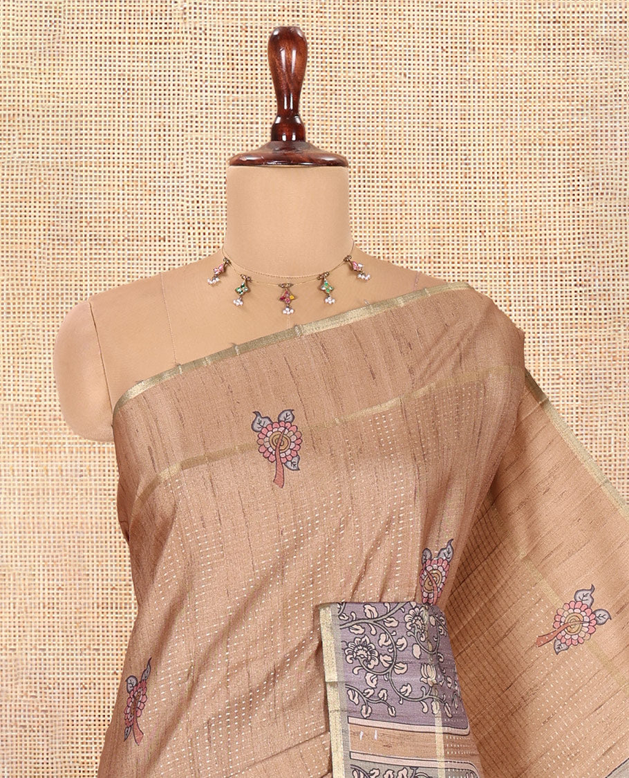 Brown Fancy Tussar Saree