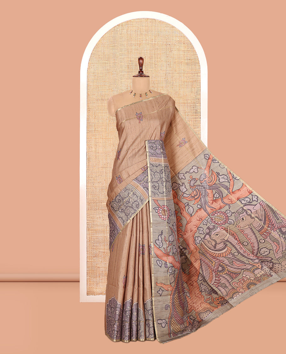 Brown Fancy Tussar Saree