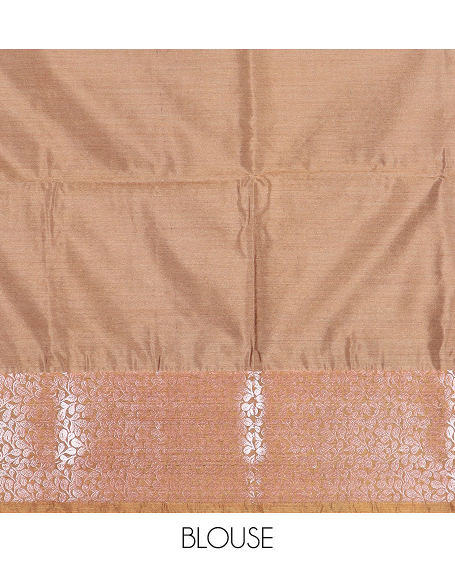 Blue zari buttas soft silk saree, contrast floral design zari border, and jaal pallu